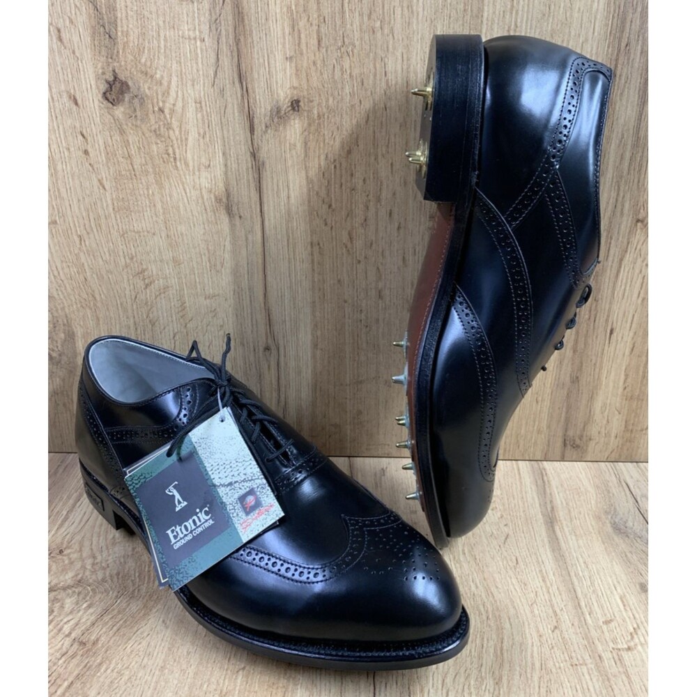 Etonic Men Oxfords Brogue Golf Shoes  Leather Gore-Tex Black Wide Size 12EEE